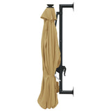 NNEVL Wall-mounted Parasol with LEDs and Metal Pole 300 cm Taupe
