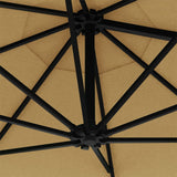 NNEVL Wall-mounted Parasol with LEDs and Metal Pole 300 cm Taupe
