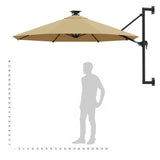 NNEVL Wall-mounted Parasol with LEDs and Metal Pole 300 cm Taupe