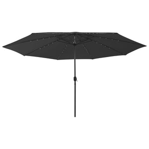 NNEVL Outdoor Parasol with LED Lights and Metal Pole 400 cm Black