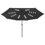 NNEVL Outdoor Parasol with LED Lights and Metal Pole 400 cm Black