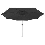 NNEVL Outdoor Parasol with LED Lights and Metal Pole 400 cm Black