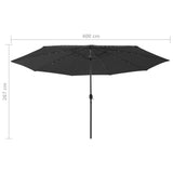 NNEVL Outdoor Parasol with LED Lights and Metal Pole 400 cm Black