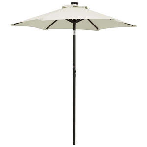 NNEVL Parasol with LED Lights Sand 200x211 cm Aluminium