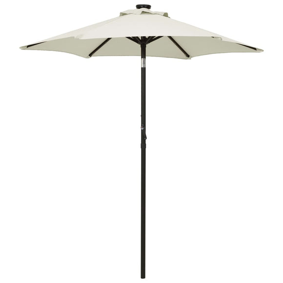 NNEVL Parasol with LED Lights Sand 200x211 cm Aluminium