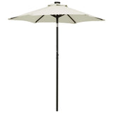 NNEVL Parasol with LED Lights Sand 200x211 cm Aluminium