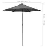 NNEVL Parasol with LED Lights Anthracite 200x211 cm Aluminium