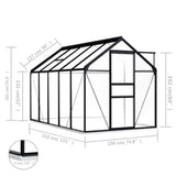 NNEVL Greenhouse with Base Frame Anthracite Aluminium 5.89 m²