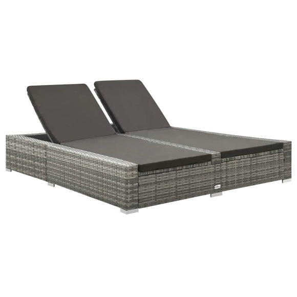 NNEVL Double Sun Lounger Poly Rattan Grey