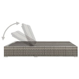 NNEVL Double Sun Lounger Poly Rattan Grey