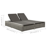NNEVL Double Sun Lounger Poly Rattan Grey