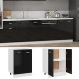 NNEVL Bottom Cabinet High Gloss Black 60x46x81.5 cm Chipboard