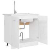 NNEVL Sink Bottom Cabinet High Gloss White 80x46x81.5 cm Chipboard