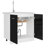 NNEVL Sink Bottom Cabinet High Gloss Black 80x46x81.5 cm Chipboard