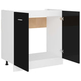 NNEVL Sink Bottom Cabinet High Gloss Black 80x46x81.5 cm Chipboard