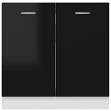 NNEVL Sink Bottom Cabinet High Gloss Black 80x46x81.5 cm Chipboard