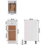 NNEVL Drawer Bottom Cabinet White 30x46x81.5 cm Chipboard