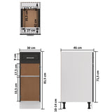 NNEVL Drawer Bottom Cabinet Grey 30x46x81.5 cm Chipboard