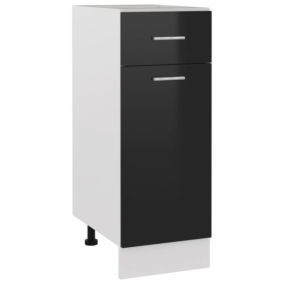 NNEVL Drawer Bottom Cabinet High Gloss Black 30x46x81.5 cm Chipboard