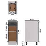 NNEVL Drawer Bottom Cabinet High Gloss Grey 30x46x81.5 cm Chipboard