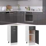 NNEVL Drawer Bottom Cabinet High Gloss Grey 30x46x81.5 cm Chipboard