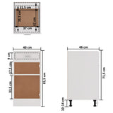 NNEVL Drawer Bottom Cabinet White 40x46x81.5 cm Chipboard