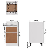 NNEVL Drawer Bottom Cabinet High Gloss White 40x46x81.5 cm Chipboard
