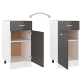 NNEVL Drawer Bottom Cabinet High Gloss Grey 40x46x81.5 cm Chipboard