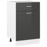 NNEVL Drawer Bottom Cabinet High Gloss Grey 50x46x81.5 cm Chipboard