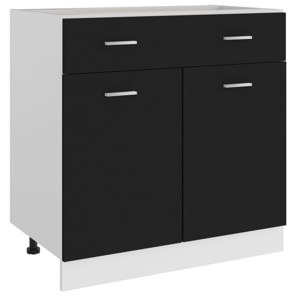 NNEVL Drawer Bottom Cabinet Black 80x46x81.5 cm Chipboard