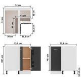 NNEVL Corner Bottom Cabinet Grey 75.5x75.5x80.5 cm Chipboard