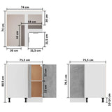 NNEVL Corner Bottom Cabinet Concrete Grey 75.5x75.5x80.5 cm Chipboard