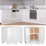 NNEVL Corner Bottom Cabinet High Gloss White 75.5x75.5x80.5 cm Chipboard