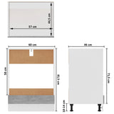 NNEVL Oven Cabinet Concrete Grey 60x46x81.5 cm Chipboard