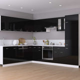 NNEVL Oven Cabinet High Gloss Black 60x46x81.5 cm Chipboard