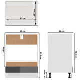NNEVL Oven Cabinet High Gloss Grey 60x46x81.5 cm Chipboard