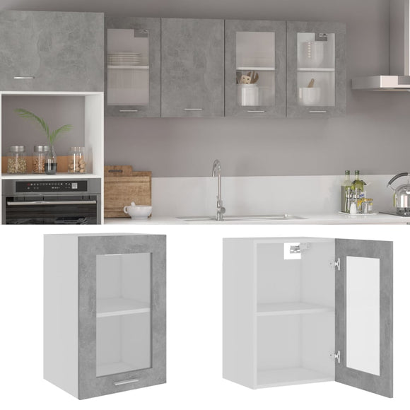 NNEVL Hanging Glass Cabinet Concrete Grey 40x31x60 cm Chipboard