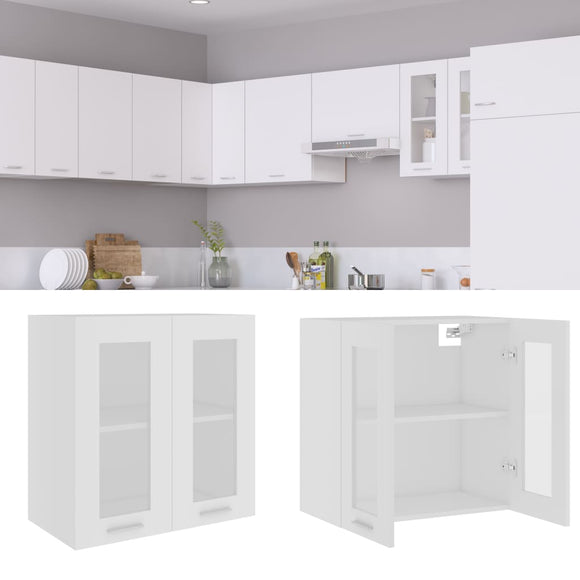 NNEVL Hanging Glass Cabinet White 60x31x60 cm Chipboard