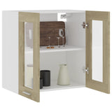NNEVL Hanging Glass Cabinet Sonoma Oak 60x31x60 cm Chipboard