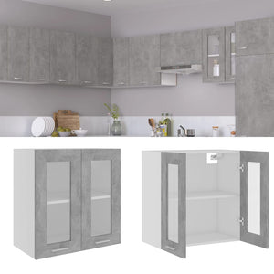 NNEVL Hanging Glass Cabinet Concrete Grey 60x31x60 cm Chipboard