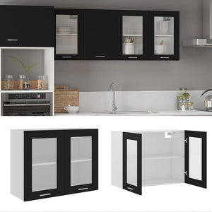 NNEVL Hanging Glass Cabinet Black 80x31x60 cm Chipboard