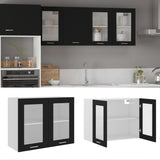 NNEVL Hanging Glass Cabinet Black 80x31x60 cm Chipboard