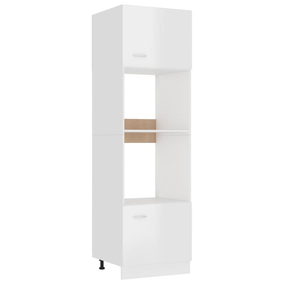 NNEVL Microwave Cabinet High Gloss White 60x57x207 cm Chipboard