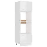 NNEVL Microwave Cabinet High Gloss White 60x57x207 cm Chipboard