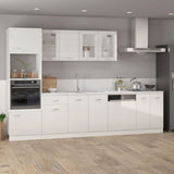 NNEVL Microwave Cabinet High Gloss White 60x57x207 cm Chipboard
