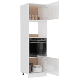 NNEVL Microwave Cabinet High Gloss White 60x57x207 cm Chipboard