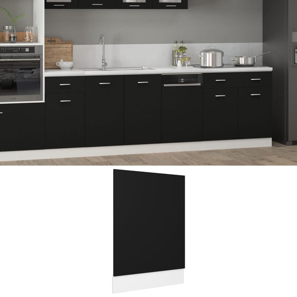 NNEVL Dishwasher Panel Black 45x3x67 cm Chipboard