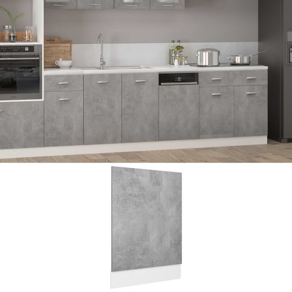 NNEVL Dishwasher Panel Concrete Grey 45x3x67 cm Chipboard