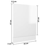 NNEVL Dishwasher Panel High Gloss White 45x3x67 cm Chipboard