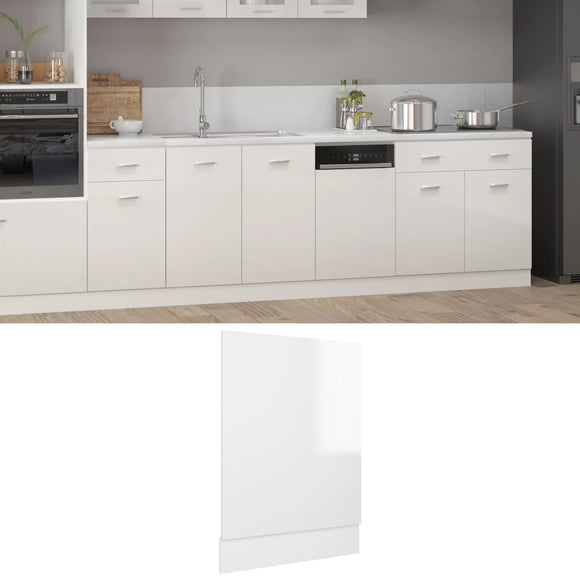 NNEVL Dishwasher Panel High Gloss White 45x3x67 cm Chipboard